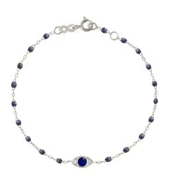 GIGI CLOZEAU Bracelet Eye Soirée Résine Bleu De Prusse Diamants Or Blanc