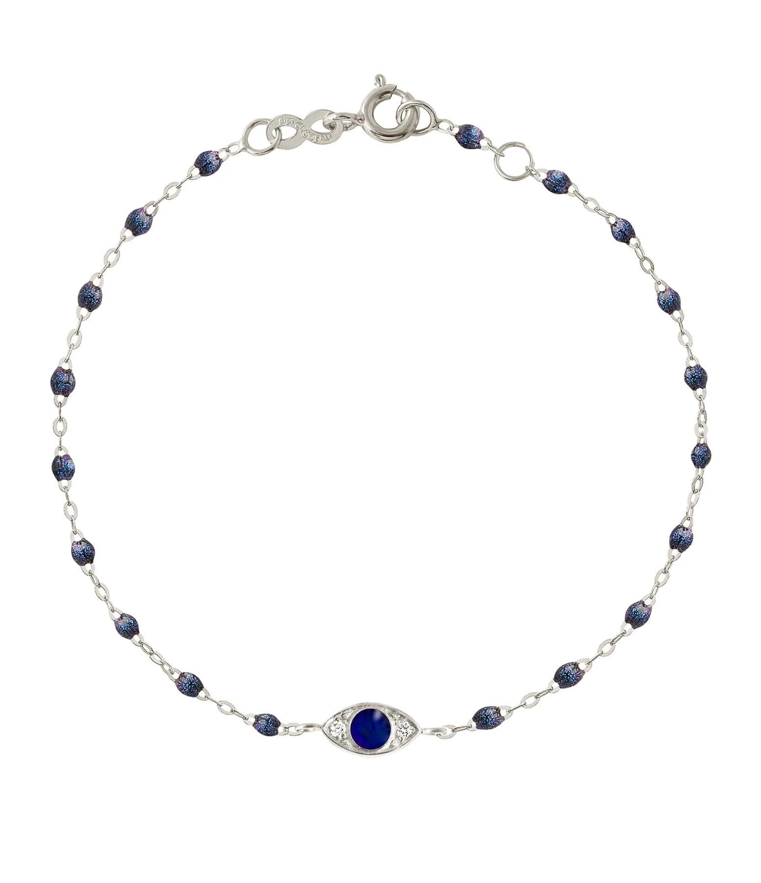 GIGI CLOZEAU Bracelet Eye Soirée Résine Bleu De Prusse Diamants Or Blanc 1 GIGI CLOZEAU Bracelet Eye Soirée Résine Bleu De Prusse Diamants Or Blanc