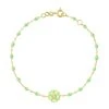 GIGI CLOZEAU Bracelet Perles Résine Fleur Diamant Or Jaune