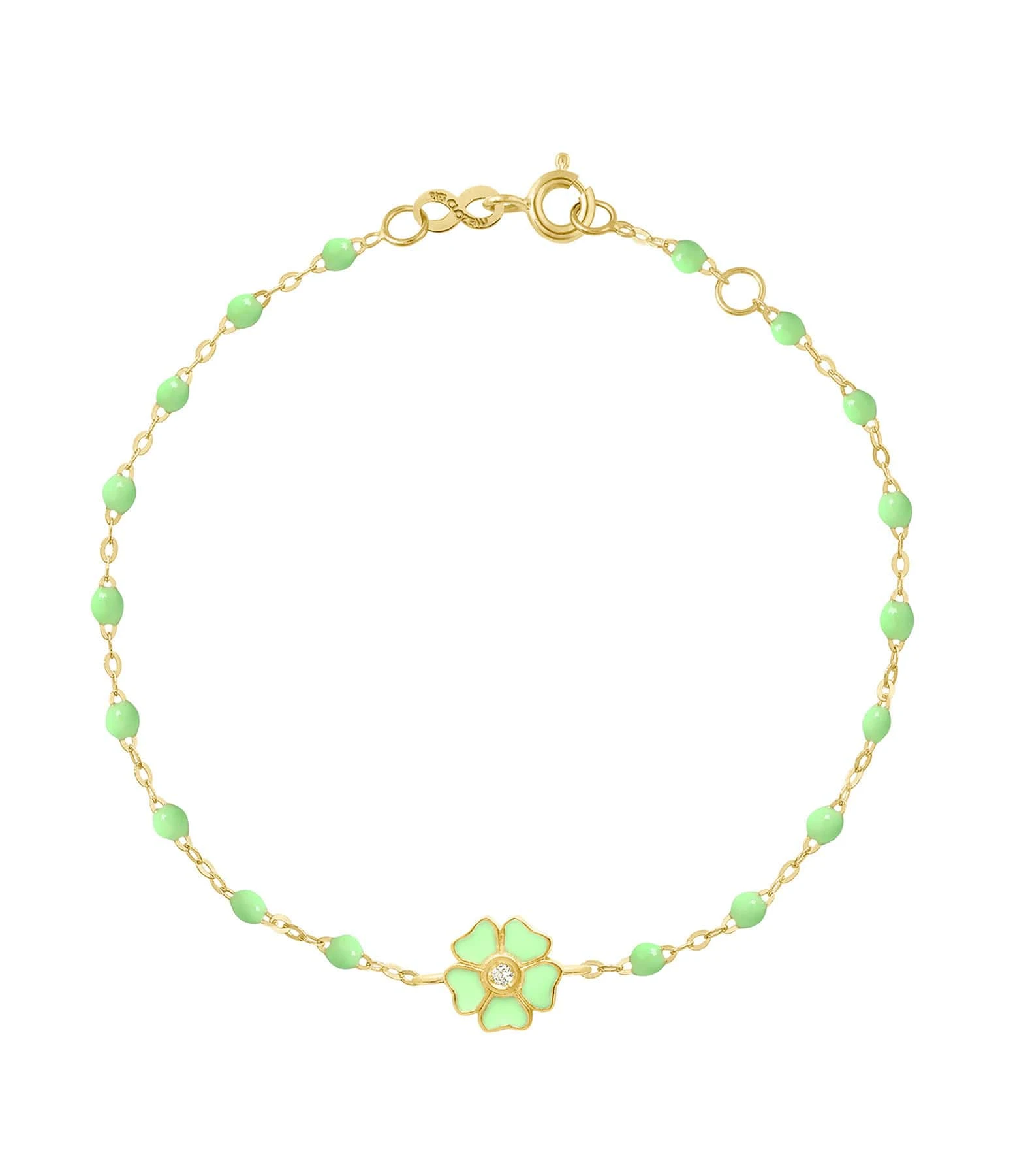 GIGI CLOZEAU Bracelet Perles Résine Fleur Diamant Or Jaune 1 GIGI CLOZEAU Bracelet Perles Résine Fleur Diamant Or Jaune