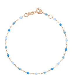 GIGI CLOZEAU Bracelet Perles Résine Bleu Or Rose, Exclusivité Lulli
