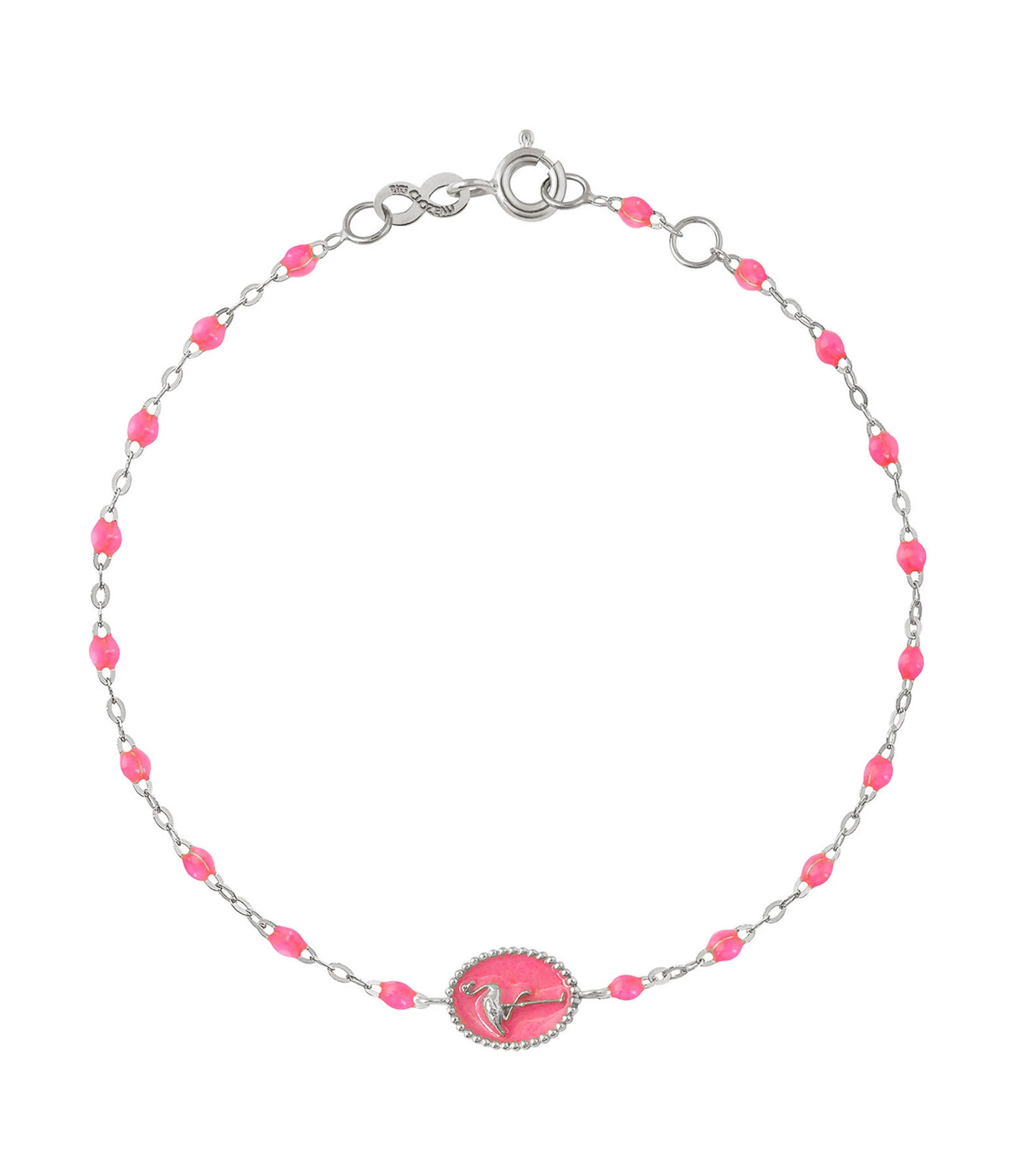 GIGI CLOZEAU Bracelet Flamant Rose Perles Résine Rose Fluo Or Blanc 1 GIGI CLOZEAU Bracelet Flamant Rose Perles Résine Rose Fluo Or Blanc