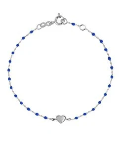 GIGI CLOZEAU Bracelet Mini Perles RĂ©sine Lucky CĆur Or Blanc