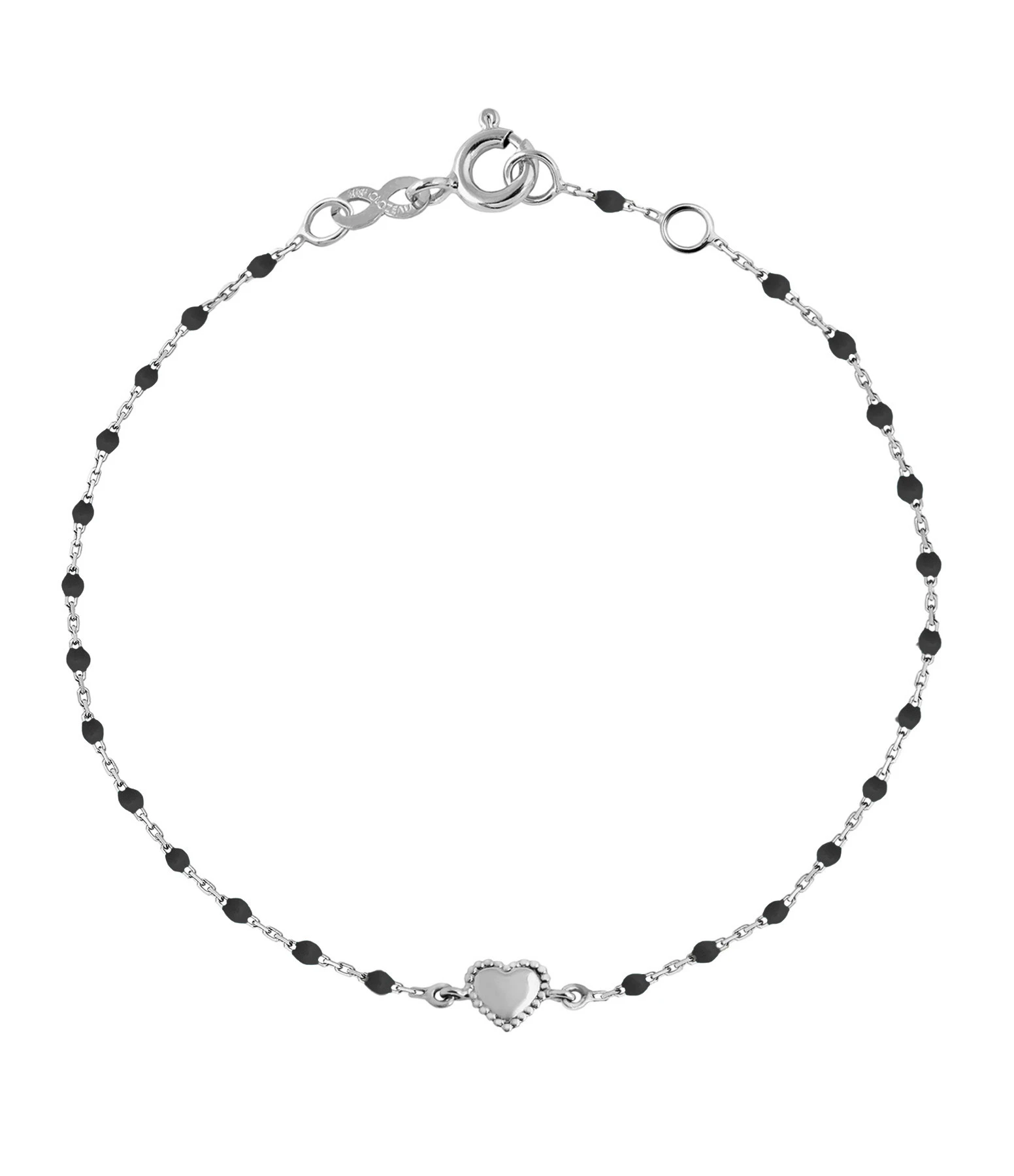 GIGI CLOZEAU Bracelet Mini Perles Résine Lucky Cœur Or Blanc 2 GIGI CLOZEAU Bracelet Mini Perles Résine Lucky Cœur Or Blanc – Image 2