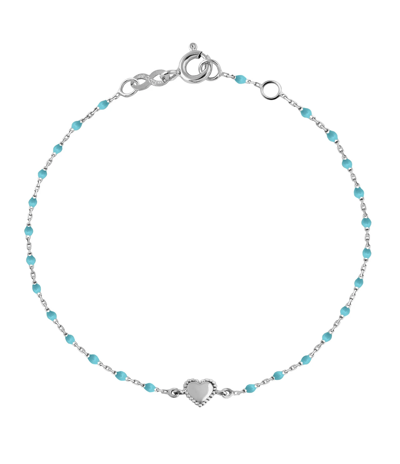 GIGI CLOZEAU Bracelet Mini Perles Résine Lucky Cœur Or Blanc 4 GIGI CLOZEAU Bracelet Mini Perles Résine Lucky Cœur Or Blanc – Image 4