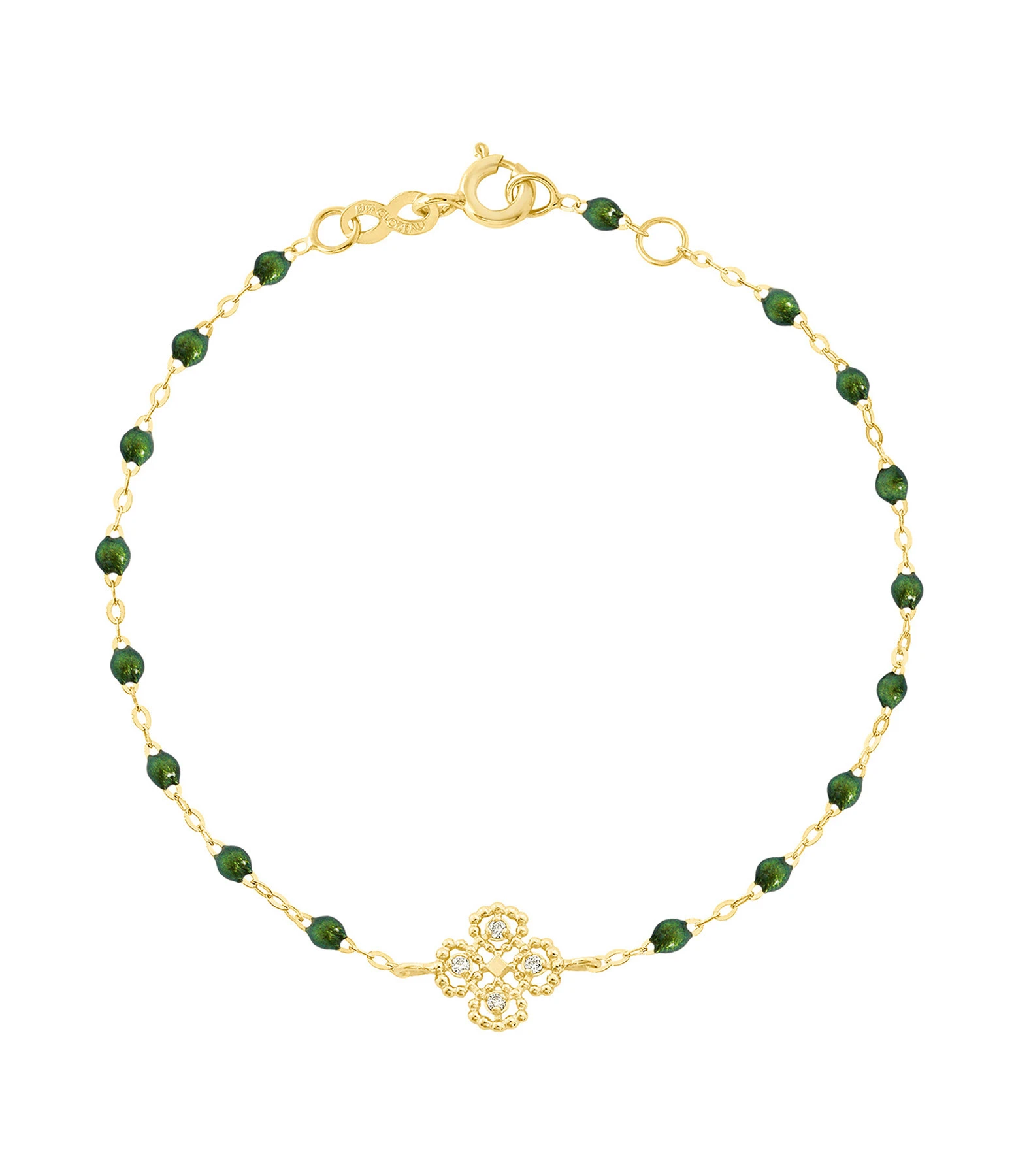 GIGI CLOZEAU Bracelet Résine Lucky Trèfle Diamants Or Jaune 2 GIGI CLOZEAU Bracelet Résine Lucky Trèfle Diamants Or Jaune – Image 2