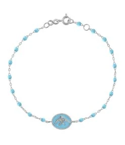 GIGI CLOZEAU Bracelet Poisson Ange Perles Résine Or Blanc