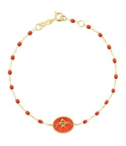 GIGI CLOZEAU Bracelet Poisson Ange Perles Résine Or Jaune