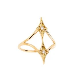 NAVA JOAILLERIE Bague Cheyenne Losange Double Diamants Or Jaune