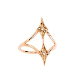 NAVA JOAILLERIE Bague Cheyenne Losange Double Diamants Or Rose