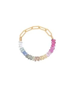 ATELIER PAULIN Bague Chaîne Nonza Saphir Rainbow Gold Filled