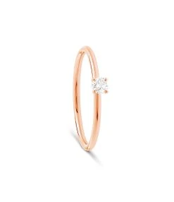 NAVA JOAILLERIE Bague Solitaire Chou Diamant Blanc Or Rose