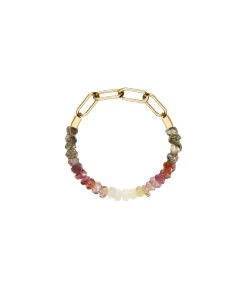 ATELIER PAULIN Bague Chaîne Nonza Saphir Fauve Gold Filled