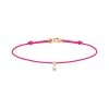LA BRUNE & LA BLONDE Bracelet BB Diamant Brillant Cordon Rose Fluo Or Rose