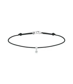 LA BRUNE & LA BLONDE Bracelet BB Diamant Brillant Cordon Noir Or Blanc