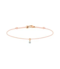 LA BRUNE & LA BLONDE Bracelet BB Diamant Brillant Cordon Nude Or Rose