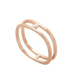 VANRYCKE Bague Charlie Double Diamant Or Rose 6 VANRYCKE Bague Charlie Double Diamant Or Rose -Shaker Jewels Magasin bc3r1 02 vanrycke charlie bague double or rose et 1 diamant 1
