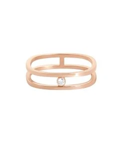 VANRYCKE Bague Charlie Double Diamant Or Rose