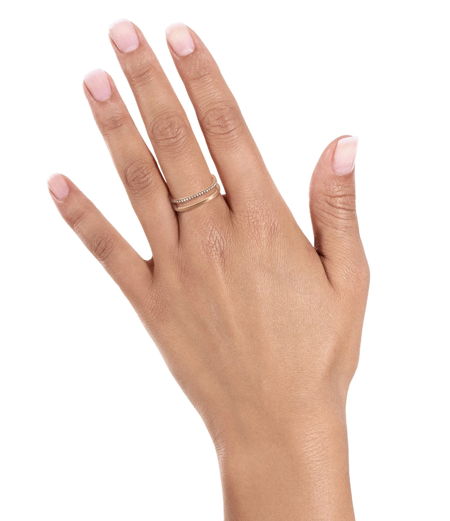 VANRYCKE Bague Charlie Double Semi-Pavée Diamants Or Rose 4 VANRYCKE Bague Charlie Double Semi-Pavée Diamants Or Rose – Image 4