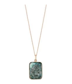 Ginette NY Collier Bliss Buddha Nacre Noire Or Rose