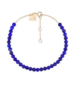Ginette NY Bracelet Maria Mini Or Rose Lapis Lazuli