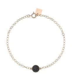 Ginette NY Bracelet Mini Ever Disc Or Rose Diamants Noirs