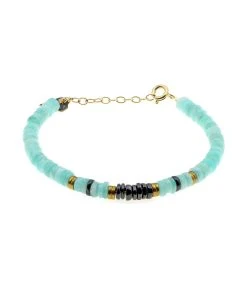 MON PRECIEUX GEM Bracelet Puka Amazonite Onyx