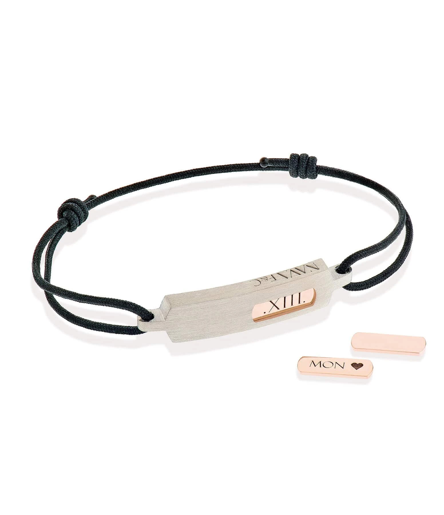 NAVA JOAILLERIE Bracelet Ulysse Homme Cordon Or Rose, Personnalisable 2 NAVA JOAILLERIE Bracelet Ulysse Homme Cordon Or Rose, Personnalisable – Image 2
