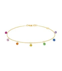 LA BRUNE & LA BLONDE Bracelet Confetti 7 Rainbow Rubis Saphir Tsavorite Améthyste Or Jaune
