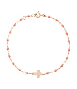 GIGI CLOZEAU Bracelet Croix Perles Résine Or