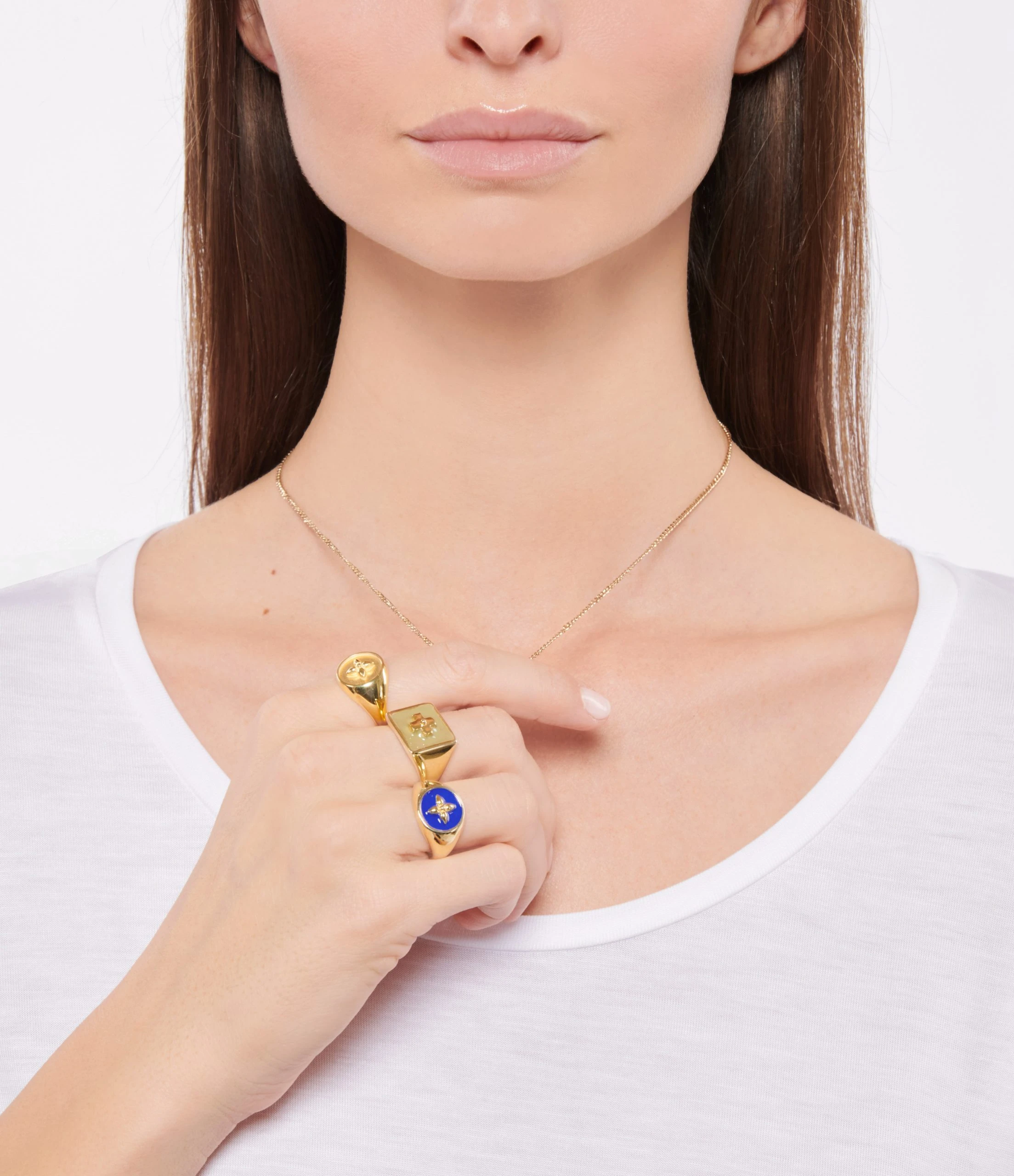 CABIROL Chevalière Croisette Vermeil Bleu Klein 2 CABIROL Chevalière Croisette Vermeil Bleu Klein – Image 2