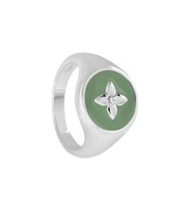 CABIROL Chevalière Croisette Argent Kaki