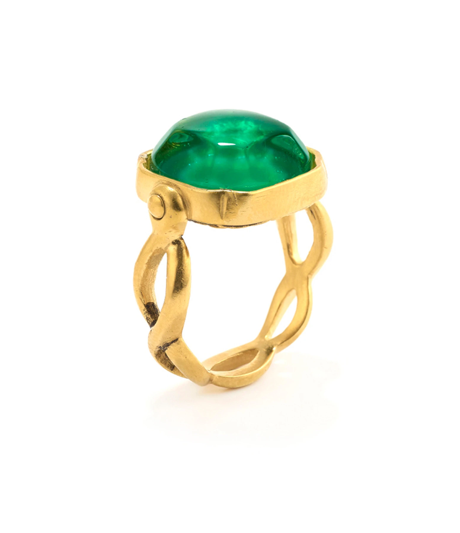 GOOSSENS PARIS Bague Cabochon Carré Cristal De Roche Vert Émeraude 1 GOOSSENS PARIS Bague Cabochon Carré Cristal De Roche Vert Émeraude