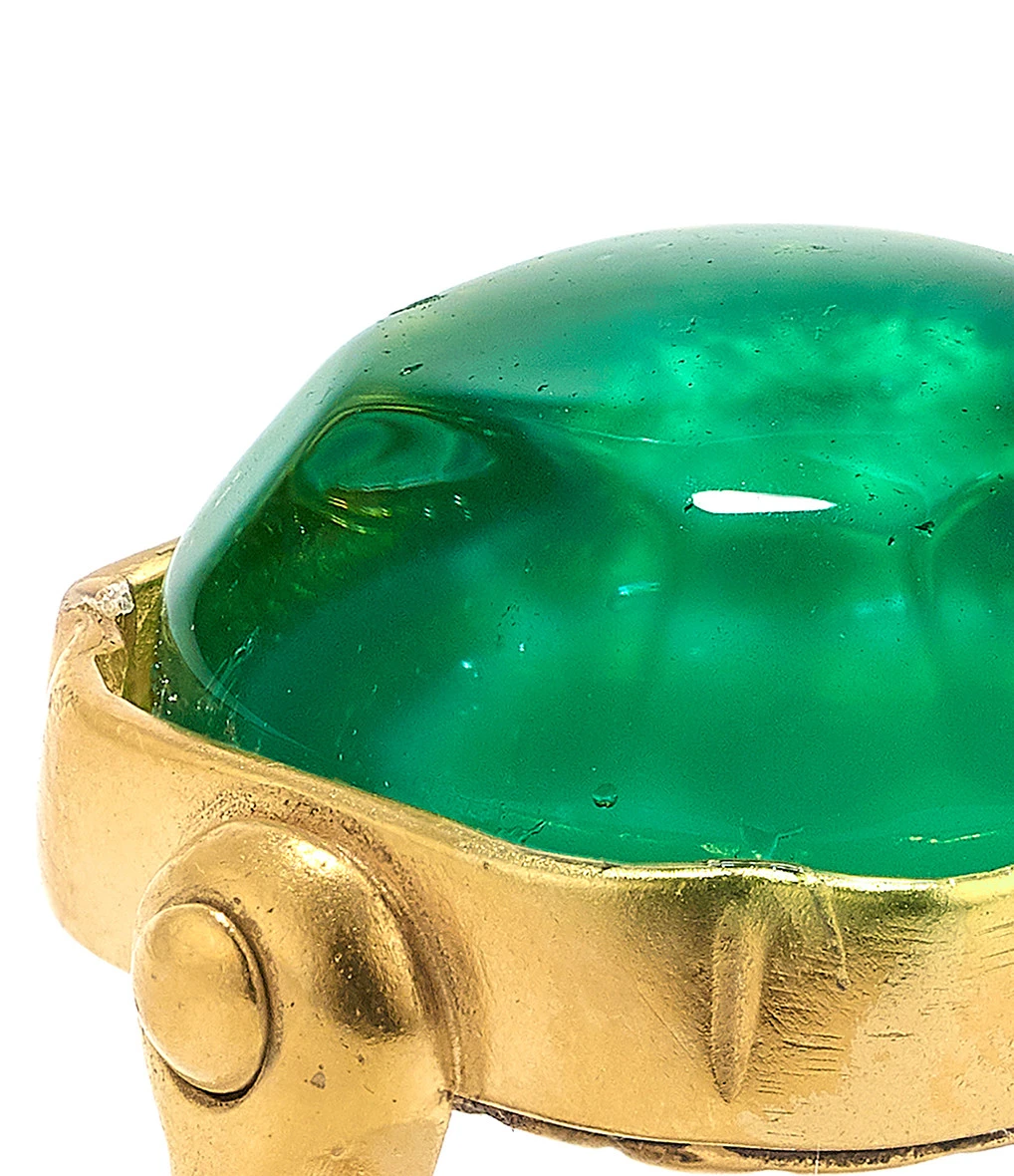 GOOSSENS PARIS Bague Cabochon Carré Cristal De Roche Vert Émeraude 2 GOOSSENS PARIS Bague Cabochon Carré Cristal De Roche Vert Émeraude – Image 2