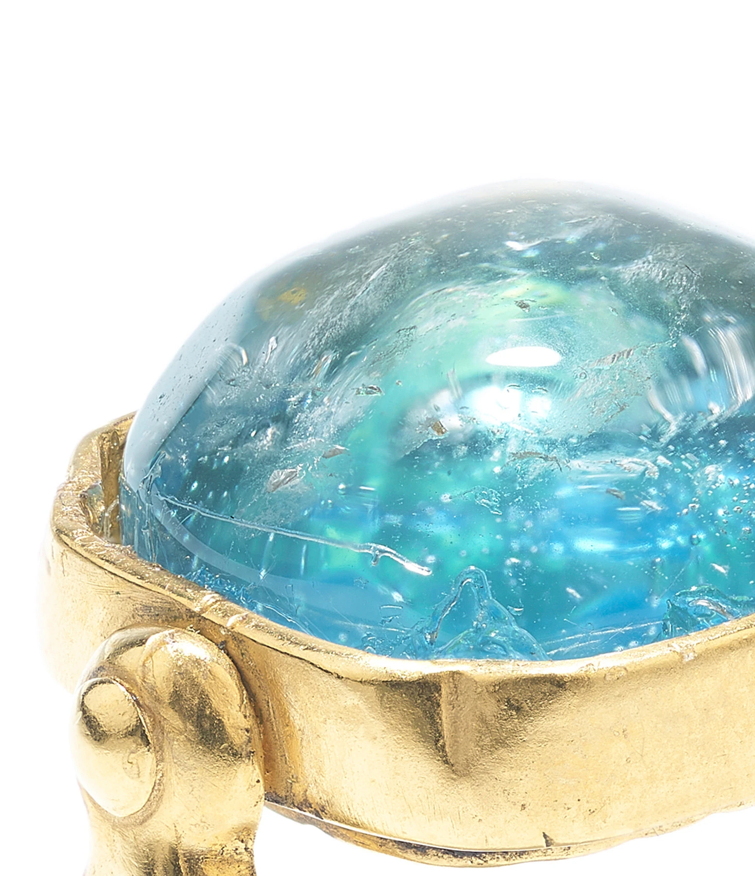 GOOSSENS PARIS Bague Cabochon Carré Cristal De Roche Bleu Aqua 2 GOOSSENS PARIS Bague Cabochon Carré Cristal De Roche Bleu Aqua – Image 2