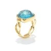 GOOSSENS PARIS Bague Cabochon Carré Cristal De Roche Bleu Aqua