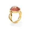 GOOSSENS PARIS Bague Cabochon Ovale Cristal De Roche Vieux Rose