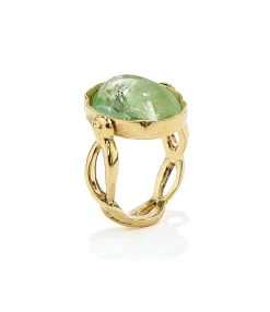 GOOSSENS PARIS Bague Cabochon Ovale Cristal De Roche Vert Clair