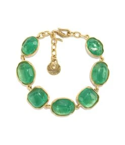 GOOSSENS PARIS Bracelet Cabochon Cristal De Roche Vert Émeraude