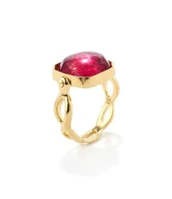 GOOSSENS PARIS Bague Cabochon Carré Cristal De Roche Rose