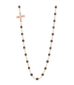 GIGI CLOZEAU Collier Intra Croix Perles Résine Or Diamants