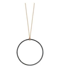 Ginette NY Collier Circles Or Rose Diamants Noirs