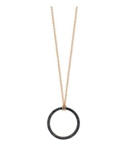 Ginette NY Collier Circles Mini Or Rose Diamants Noirs