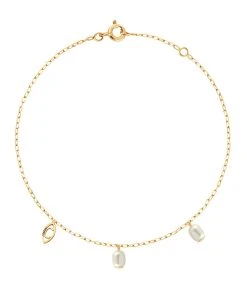 CHARLET Bracelet De Cheville Origines Perles D'Eau Douce Or Jaune