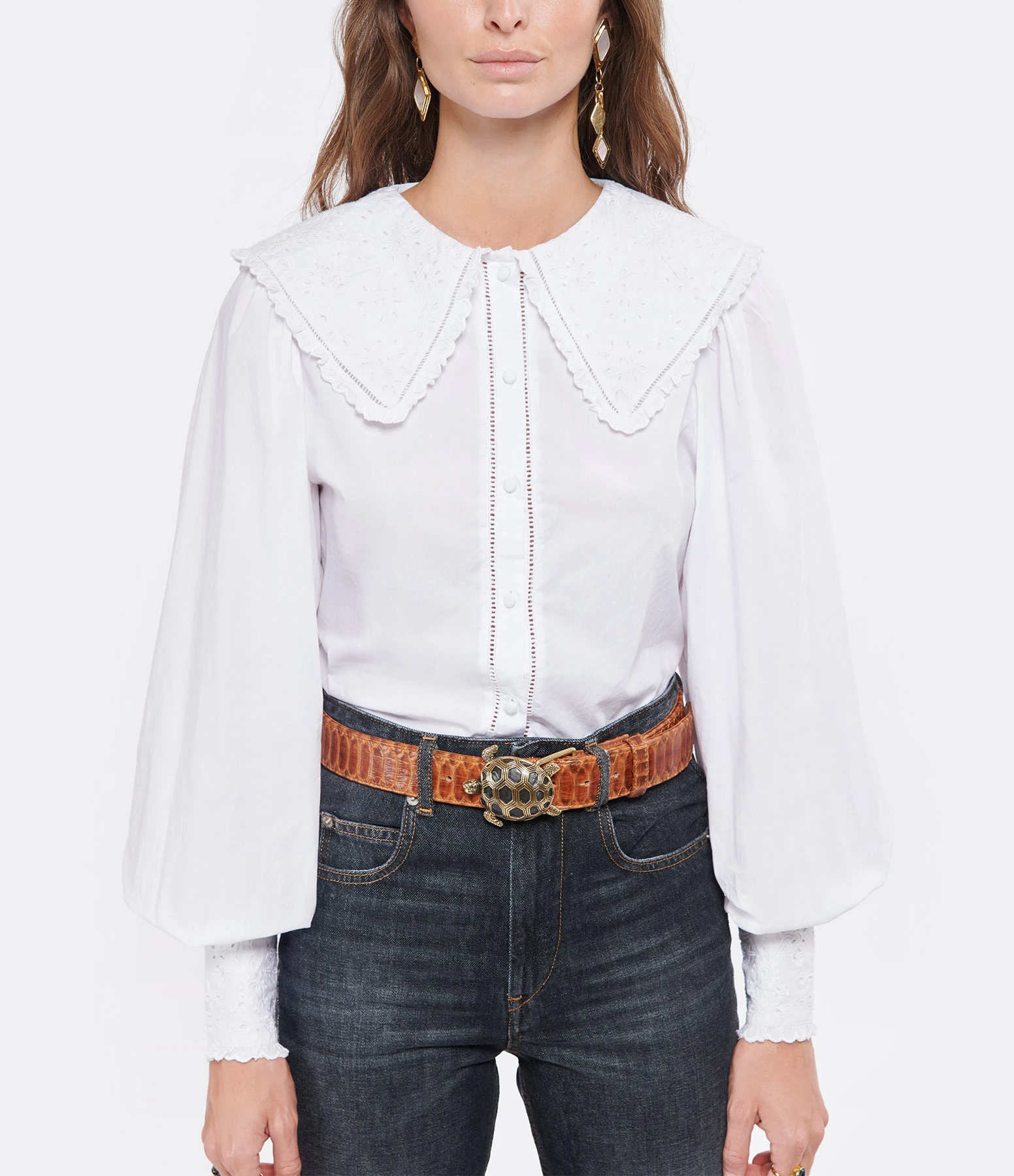 Claris Virot Ceinture Tortue Python Moka Doré 2 Claris Virot Ceinture Tortue Python Moka Doré – Image 2