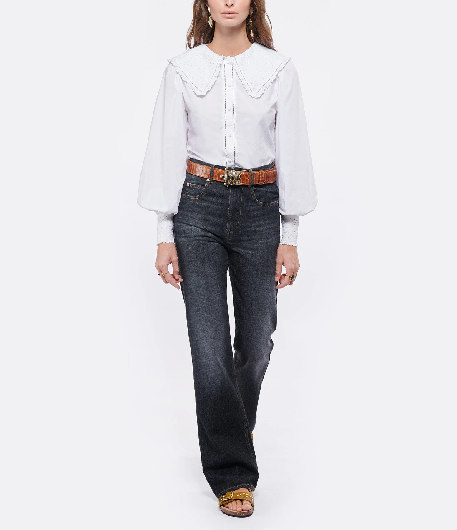 Claris Virot Ceinture Tortue Python Moka Doré 3 Claris Virot Ceinture Tortue Python Moka Doré – Image 3