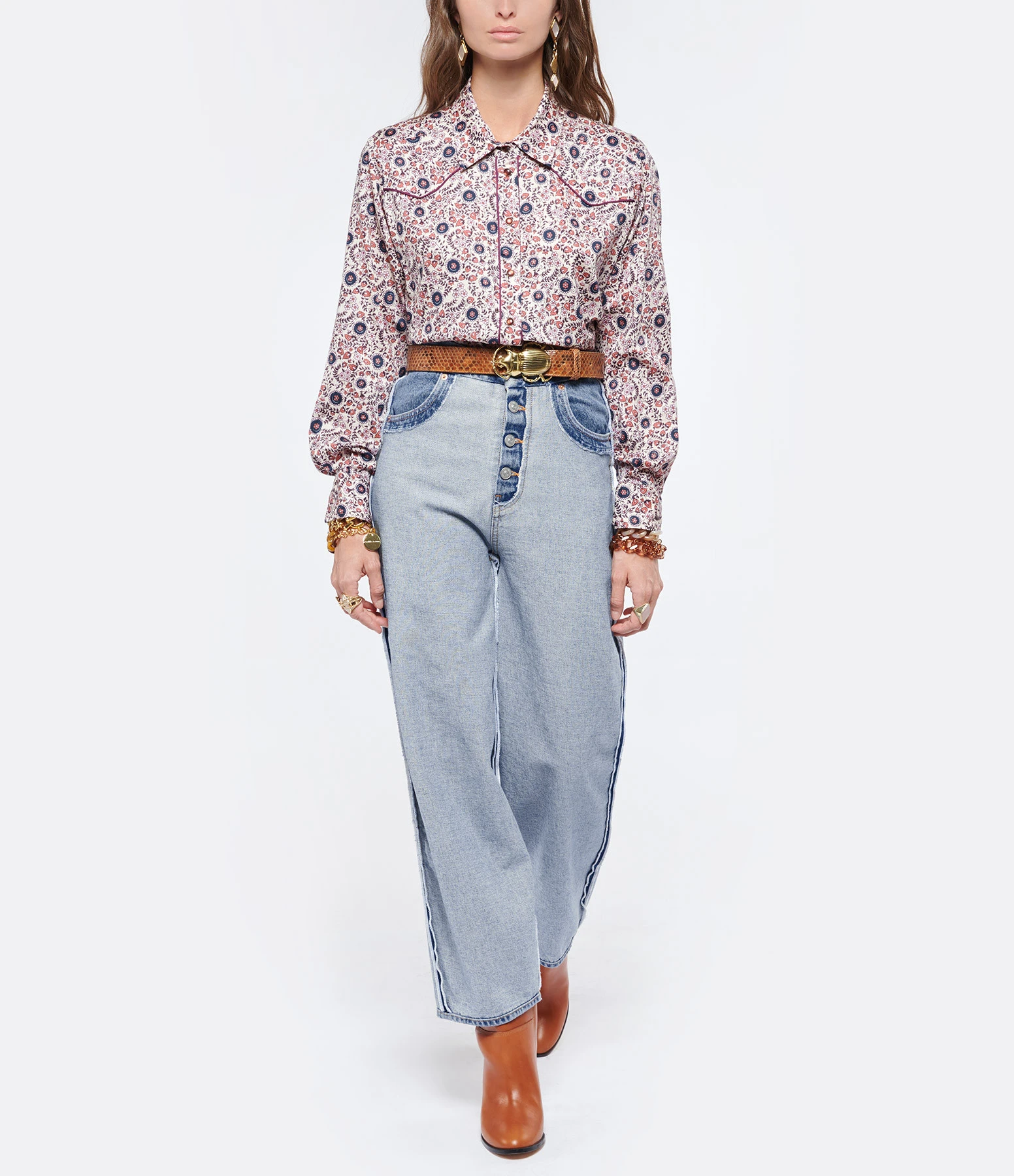 Claris Virot Ceinture Scarabée Python Moka Doré 4 Claris Virot Ceinture Scarabée Python Moka Doré – Image 4