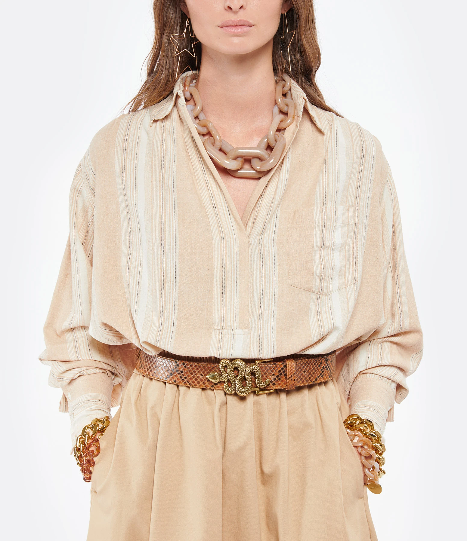 Claris Virot Ceinture Serpent Python Moka Doré 2 Claris Virot Ceinture Serpent Python Moka Doré – Image 2