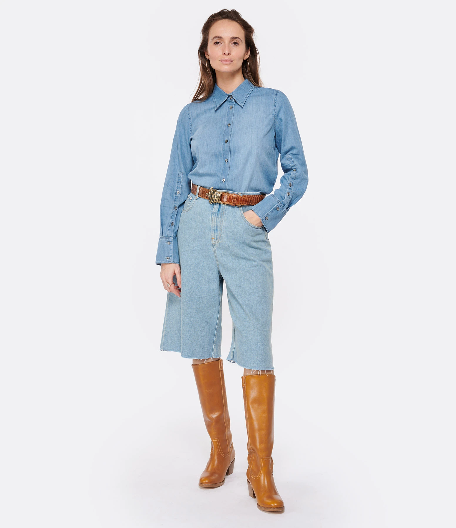 Claris Virot Ceinture Tortue Python Moka Doré 4 Claris Virot Ceinture Tortue Python Moka Doré – Image 4