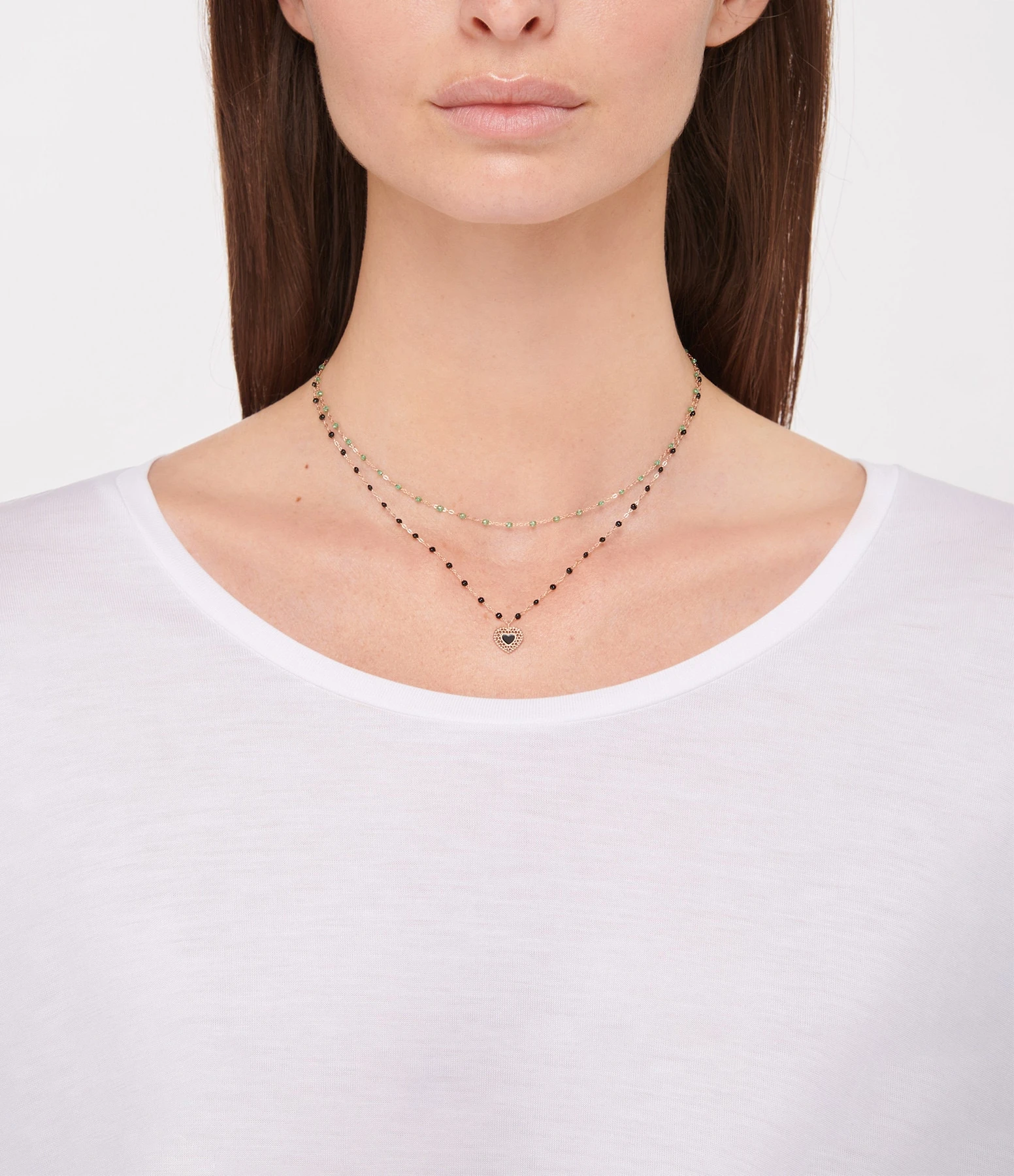 GIGI CLOZEAU Collier Cœur Dentelle Résine Or Rose 6 GIGI CLOZEAU Collier Cœur Dentelle Résine Or Rose – Image 6